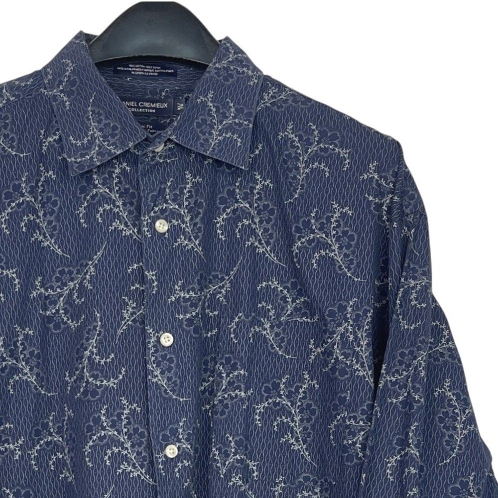 Daniel Cremieux Mens XL Classic‎ Fit Italian Cotton Navy Blue Floral Shirt